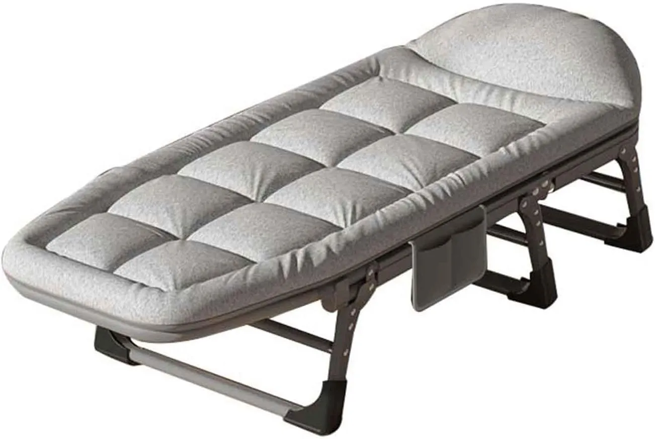 Folding Camping Cot for Adults w/Cushion and Pillow Heavy Duty Outdoor Cot Bed Tent Portable Sleeping Bed for Camp Office Use Supports 330 Lbs