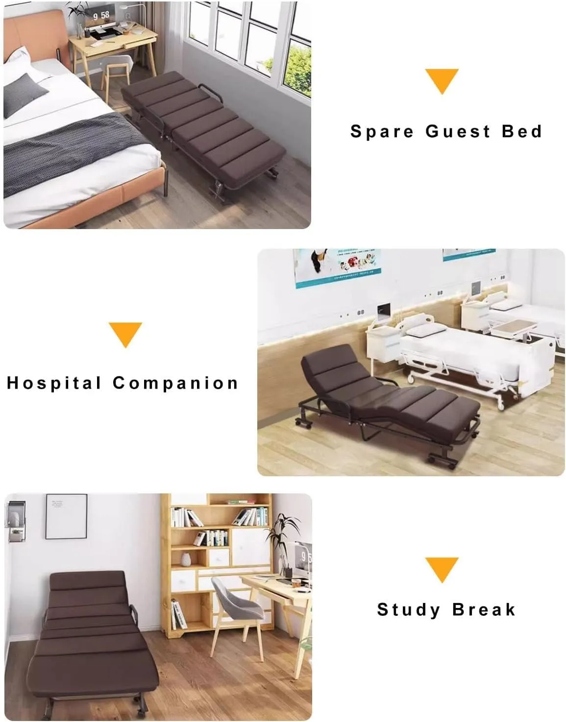 Folding Camping Cot for Adults with Six-Position Back Adjustment, Adjustable Pillow, Heavy Duty Guest Bed for Home, Office Nap, and Outdoor Travel(200x90cm)
