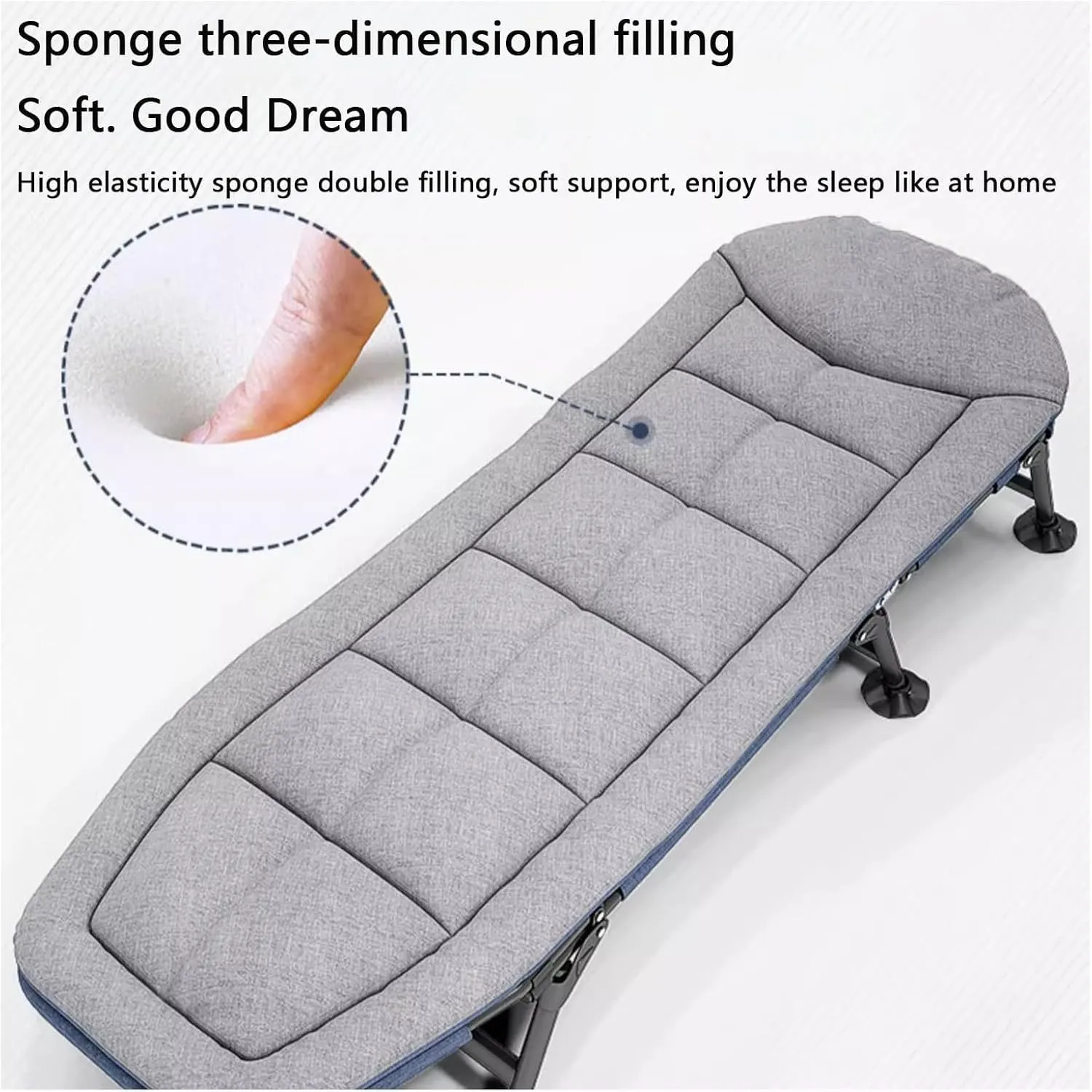 Folding Camping Cot for Adults w/Pillow Portable Adjustable 5-Position Sleeping Cot Bed Reclining Folding Chaise Outdoor Patio Folding Lounge Chair