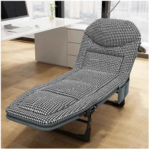 Folding Camping Cot for Adults w/Pillow Portable Adjustable 5-Position Sleeping Cot Bed Reclining Folding Chaise Outdoor Patio Folding Lounge Chair