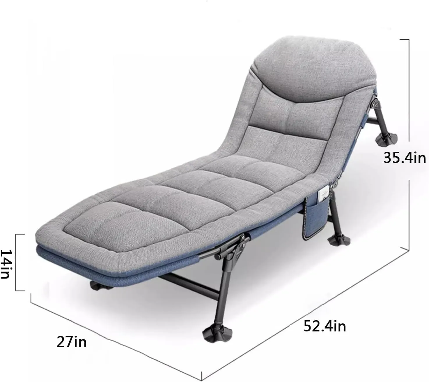 Folding Camping Cot for Adults w/Pillow Portable Adjustable 5-Position Sleeping Cot Bed Reclining Folding Chaise Outdoor Patio Folding Lounge Chair