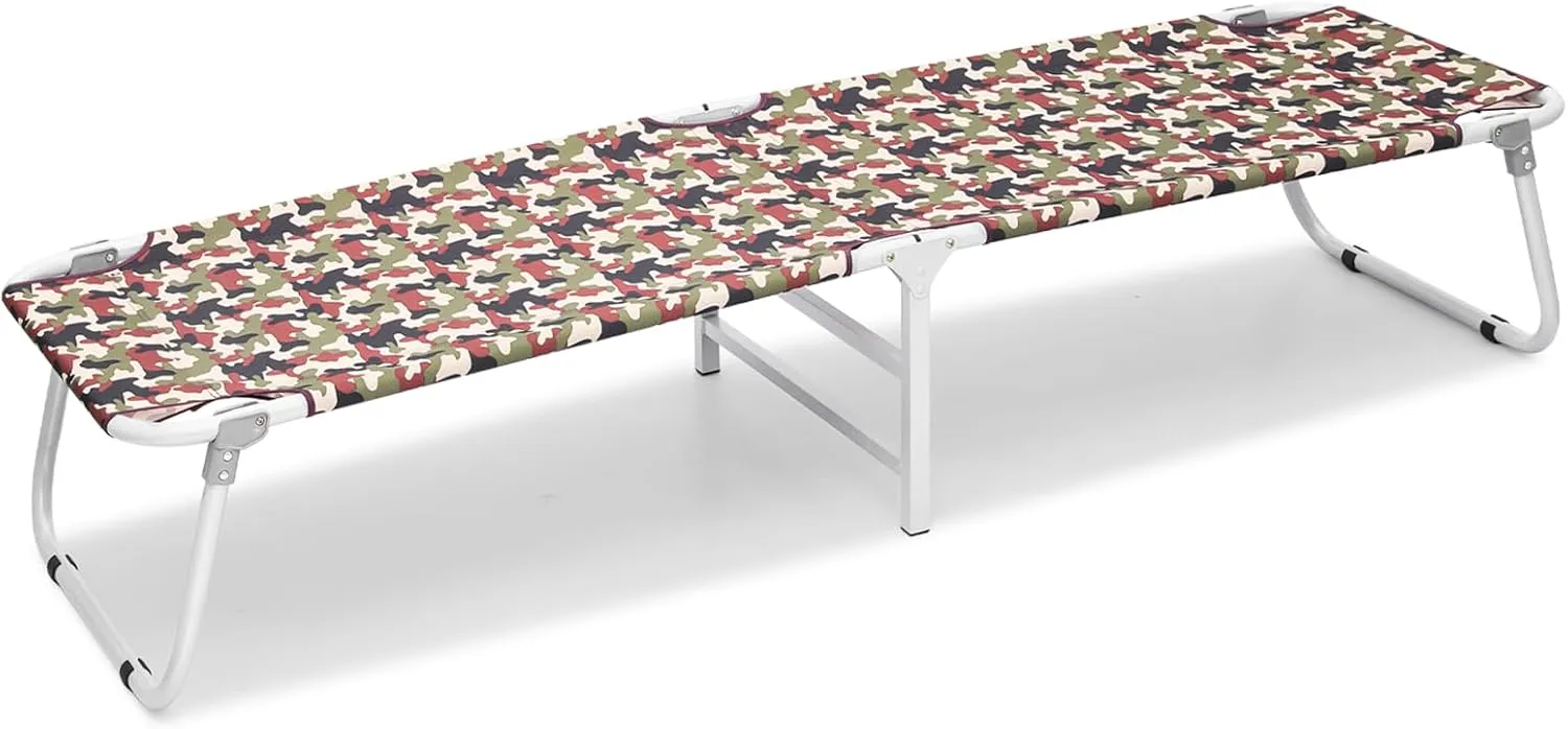 Folding Camping Cot, Portable and Lightweight Sleeping Bed with Storage Bag for Outdoor Traveling Hiking Guest Bed, Camouflage