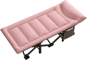 Folding Camping Cot Portable Metal Cots for Camping W/Mattress and Memory Headrest Reclining Chaise Load 330 Lbs Folding Bed