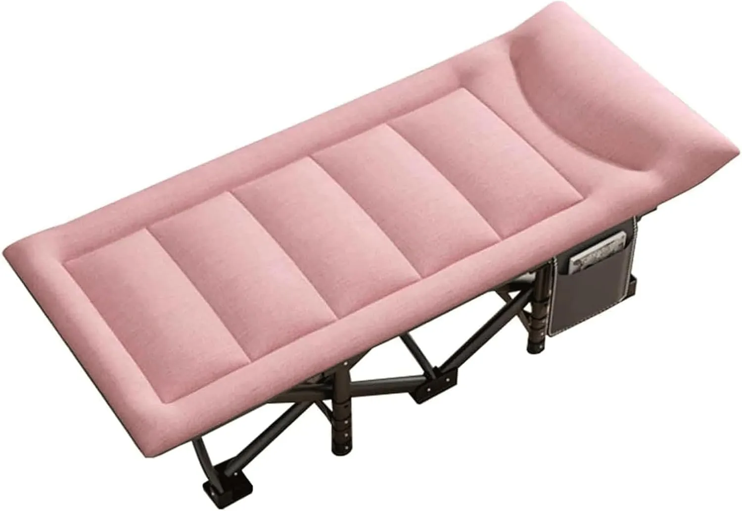 Folding Camping Cot Portable Metal Cots for Camping W/Mattress and Memory Headrest Reclining Chaise Load 330 Lbs Folding Bed
