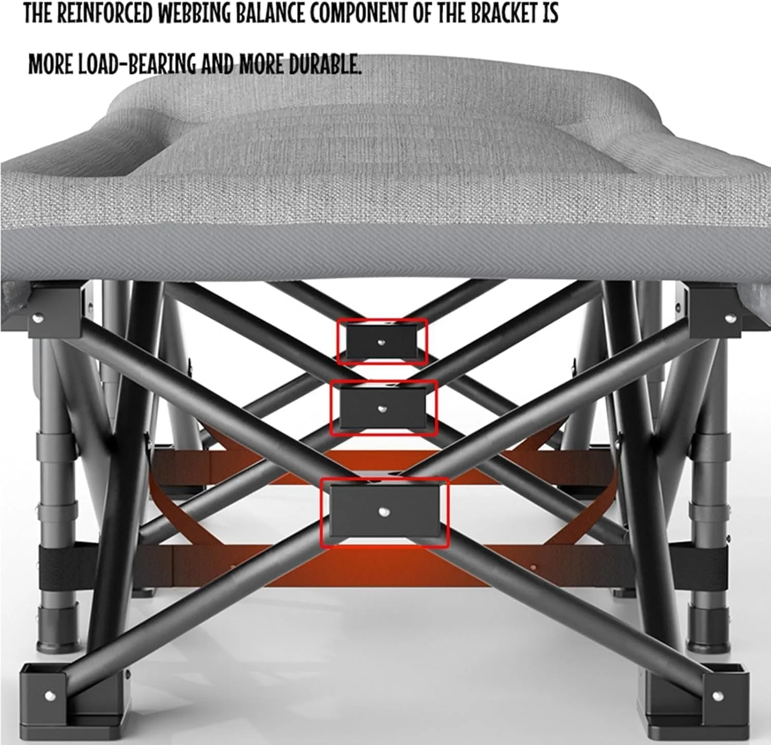 Folding Camping Cot Portable Metal Cots for Camping W/Mattress and Memory Headrest Reclining Chaise Load 330 Lbs Folding Bed