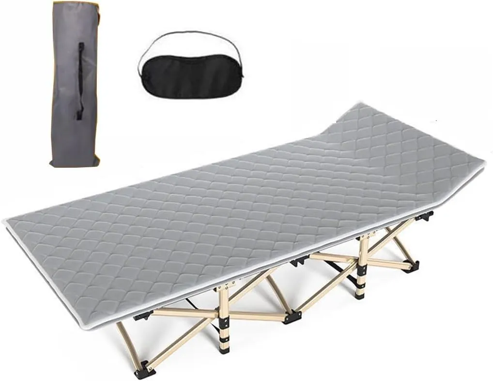 Folding Camping Cot, Portable Outdoor Bed for Adults Heavy Duty Sleeping,Large Army Cots Full Size Catres para Dormir Fold Up Guest Sofa Bed with Mattresses Travel Tent Military Cot with Carry Bags (