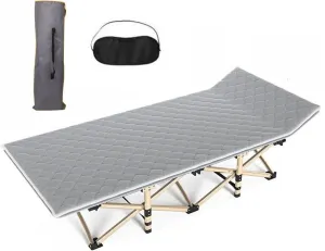 Folding Camping Cot, Portable Outdoor Bed for Adults Heavy Duty Sleeping,Large Army Cots Full Size Catres para Dormir Fold Up Guest Sofa Bed with Mattresses Travel Tent Military Cot with Carry Bags (