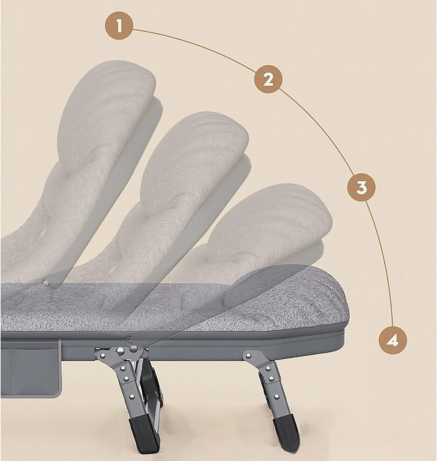 Folding Camping Cot with Adjustable Backrest, Portable Outdoor Bed for Camping, Terrace and Emergency Use, Compact Sleeping Cot for Single Adults, Max Load 450 LBS(Size:L2)