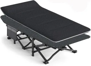 Folding Camping Cot with Cushion Comfortable Tent Folding Cot for Sleeping Lightweight with Carry Bag