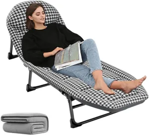 Folding Camping Cot W/Mat for Adults, Guest Bed Heavy Duty Portable Cots Camping   Blanket, Portable Cots for Outdoor Camping/Office, Home Nap,Lattice
