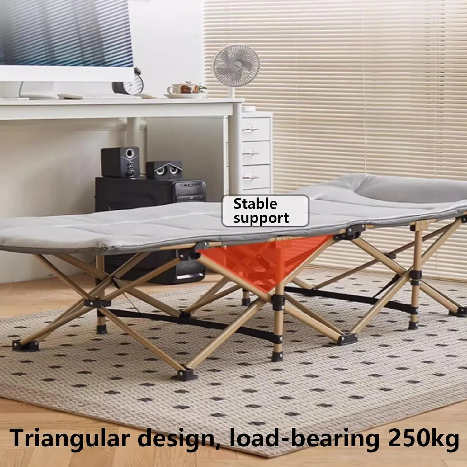 Folding Camping Cot,Camping Cot for Adults, Foldable Single Bed for Adults with Headrest & Side Pocket 1800D Ice Silk Fabric 160kg Load Capacity Heavy Duty Sleeping Cots(Grey,190 * 71cm)