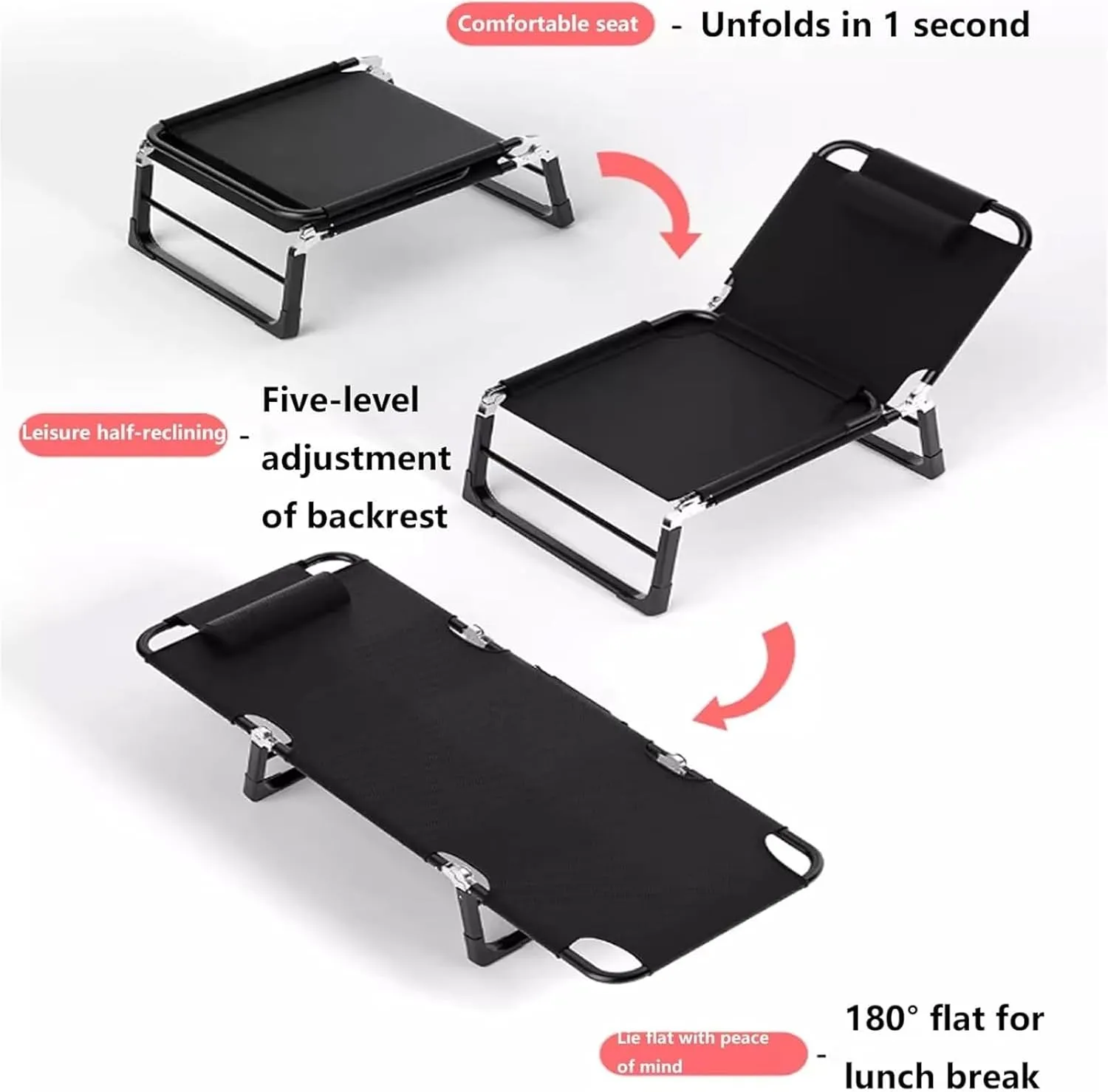 Folding Camping Cot,Camping Cot for Adults, Folding Sleeping Cot with Pillow Indoor Outdoor Foldable Sleeping Cots for Naps Home Office Beach Hiking Camping(175 * 56 * 26CM)