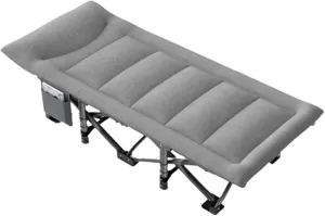Folding Camping Cot,Camping Cot for Adults, Portable Folding Cot for Sleeping Lightweight Tent Cot with Storage Backpack Supports 160kg(Grey)
