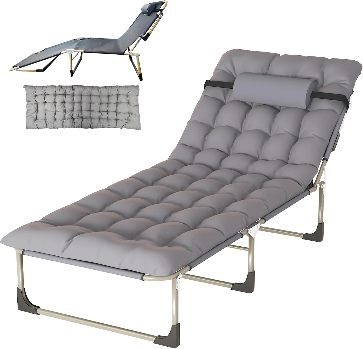 Folding Camping Cots for Adults, Heavy Duty Cot 5-Position 500 LBS for Sleeping, Guest Cot with Mattress Easy Carry for Hiking Home Office Nap and Vacation