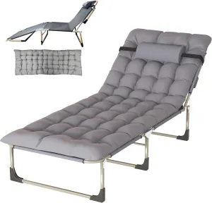 Folding Camping Cots for Adults, Heavy Duty Cot 5-Position 500 LBS for Sleeping, Guest Cot with Mattress Easy Carry for Hiking Home Office Nap and Vacation