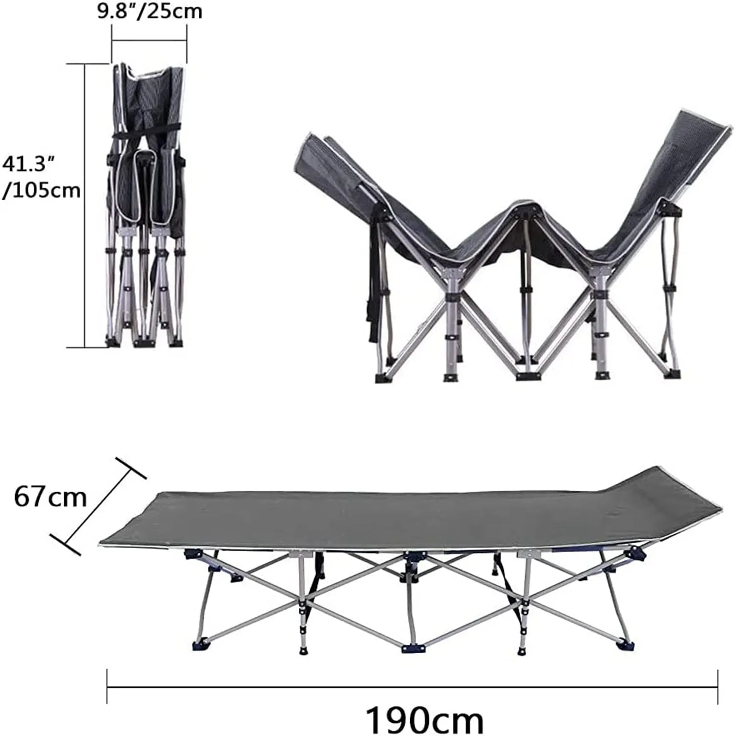 Folding Camping Cots, Portable Sleeping Bed for Camp, Beach, Home, Office