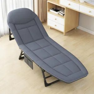 Folding Cot for Adults, Single Person Nap Lounge Chair, Portable and Easy Bed, 8 Adjustable Positions, for Camp, Travel, Room, Office, Home Nap (Grey)