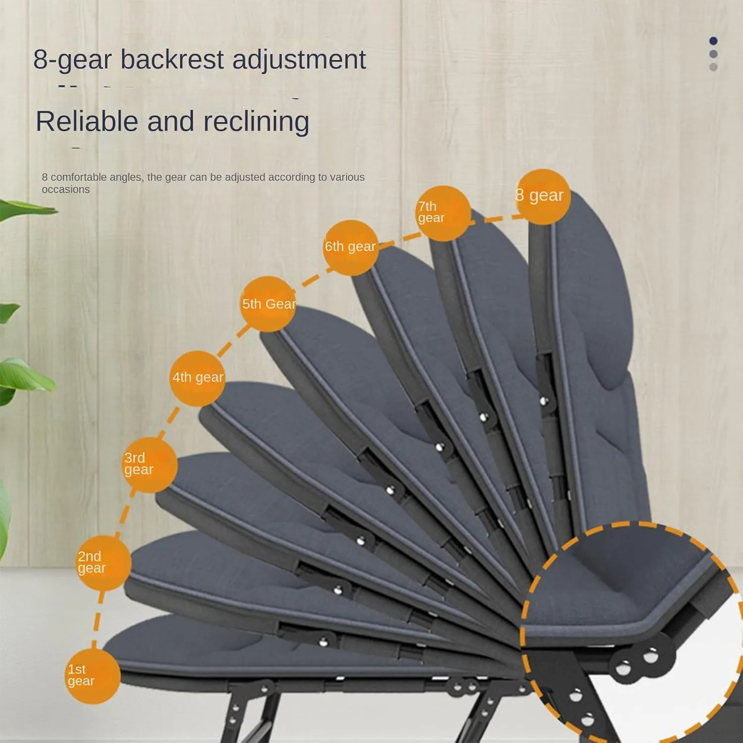Folding Cot for Adults, Single Person Nap Lounge Chair, Portable and Easy Bed, 8 Adjustable Positions, for Camp, Travel, Room, Office, Home Nap (Grey)