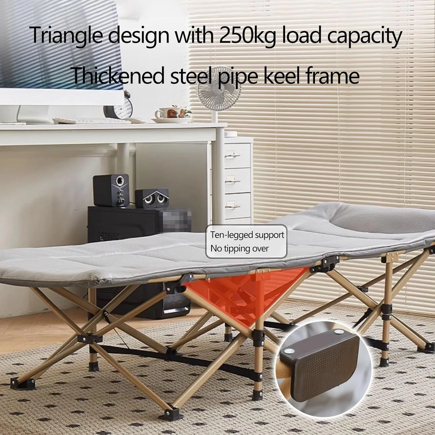 Folding Cots for Adults with Mattress and 3D Headrest Load Capacity 250kg Camping Cot Sleeping Cot for Travel Beach Patio Home Office(Green,178 * 67 * 36cm)