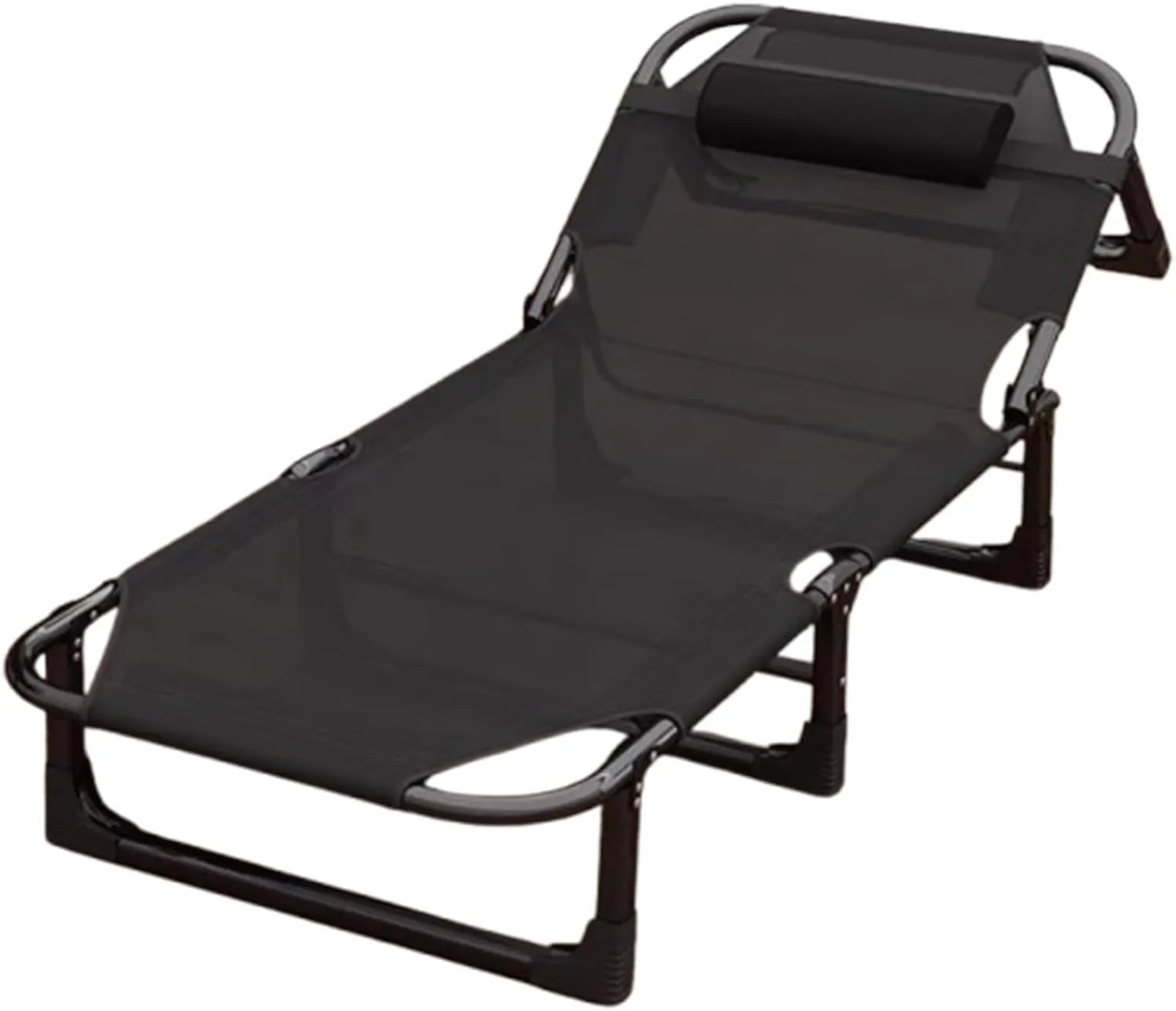 Folding Guest Chaise Lounge Bed, Breathable Polyester Mesh with Pillow, Portable Ergonomic Recliner Chair, No Assembly, for Home Office, Outdoor Camping(170 * 56 * 28cm)