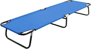 Folding Sun Lounger Blue Steel Outdoor Furniture, Patio Seating