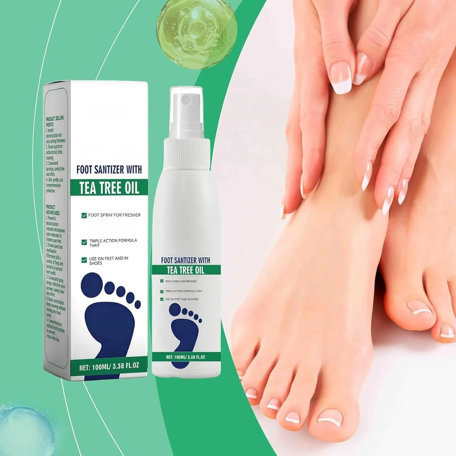 Foot Sanitizer Spray with Tea Tree Oil,Ximonth Clear Foot Sanitizer Spray,Tea Tree Oil for Foot & Shoe Freshness (2PCS)