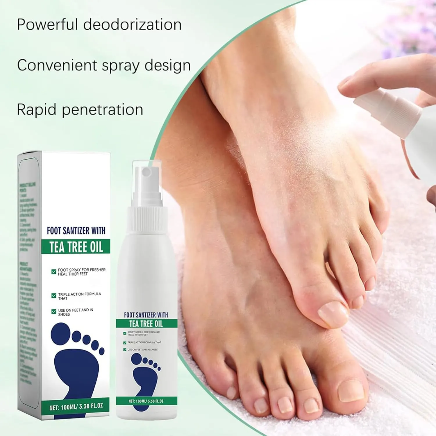 Foot Sanitizer Spray with Tea Tree Oil,Ximonth Clear Foot Sanitizer Spray,Tea Tree Oil for Foot & Shoe Freshness (2PCS)