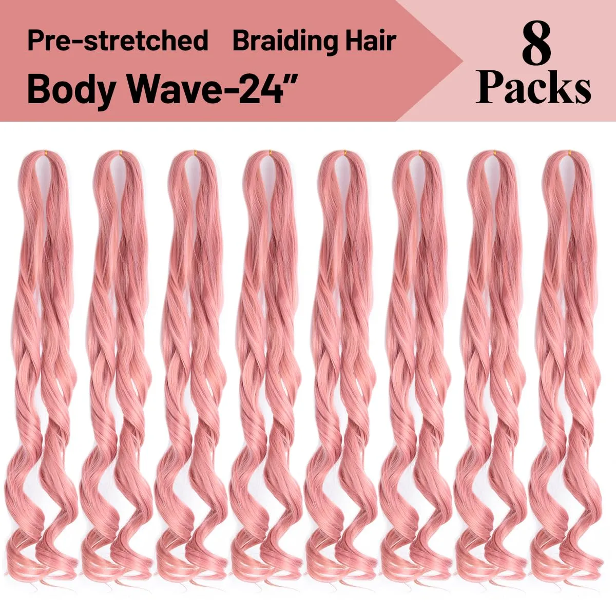 French Curl Braiding Hair,Loose Wave Braiding Hair 8 Packs 24 Inch 75g/Pack Silky Crochet Braids Spanish Curly Synthetic Pink Spiral Curl Braiding Hair Extensions (24 Inch,8 Packs,MP2)