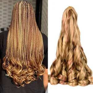 French Curly Braiding Hair for Box Braids P27/30 Braiding Hair 8 Packs 16 Inch 75G/Pack Crochet Braids Spanish Curly Synthetic Spiral Curl Silky Braiding Hair Extensions (16 Inch,8 Packs,P27/30)