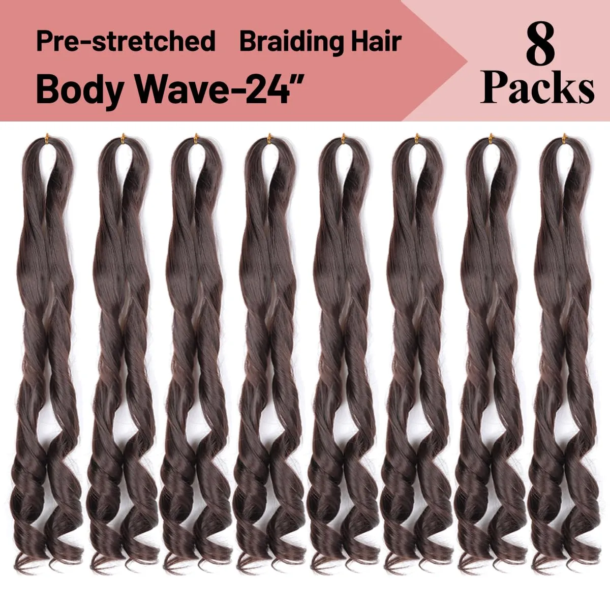 French Curly Braiding Hair,#4 Brown Synthetic Bouncy Braiding Hair 75g/Pack Crochet Hair Extensions 24Inch 8Pack French Curl Braiding Hair Extensions