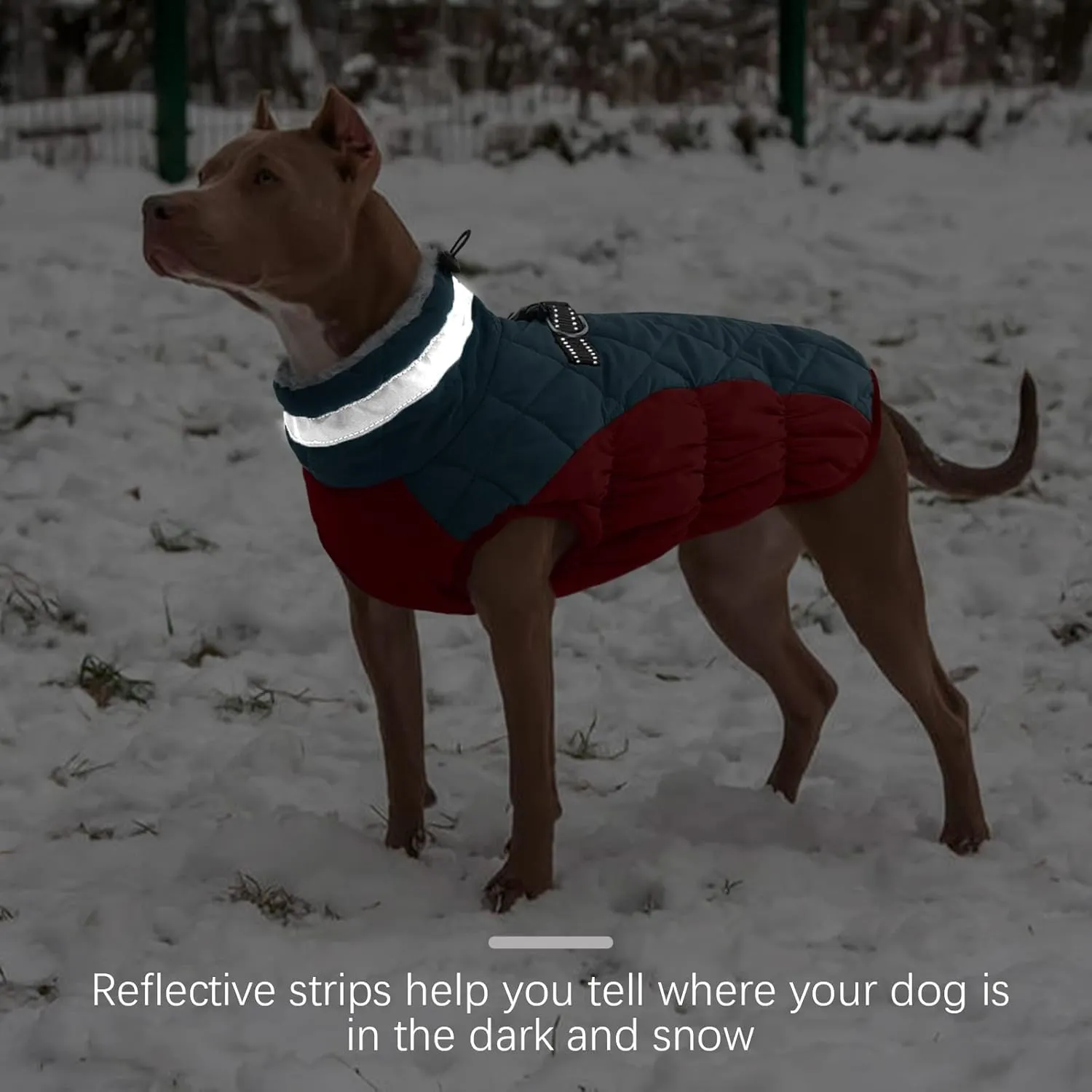 FUAMEY Dog Winter Jacket, Padded Dog Vest with Harness, Water Resistant Coat for Small to Large Dogs, Dark Blue, XXL