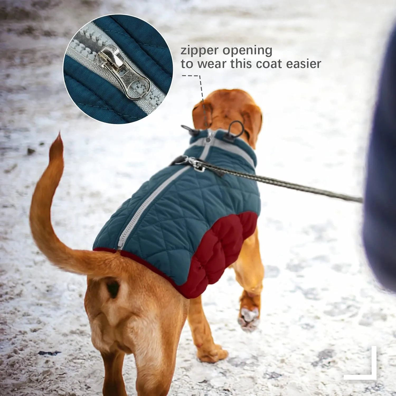 FUAMEY Dog Winter Jacket, Padded Dog Vest with Harness, Water Resistant Coat for Small to Large Dogs, Dark Blue, XXL