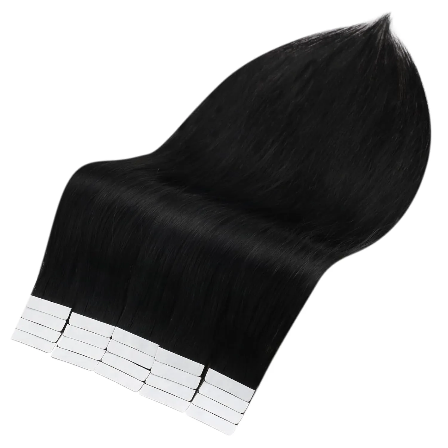 Full Shine Invisible Tape In Hair Extensions Color 1 Jet Black Tape In Hair Extensions Human Hair 16Inch Double Sided Tape Ins Extensions 100G Natural Real Hair Extension Real Human Hair 40Pcs