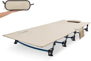 FUNDANGO Ultralight Folding Camping Cot, Extra Long Backpacking Camping Cots for Adults Protable Cot Bed for Hiking Travel Home Mountaineering, Beige