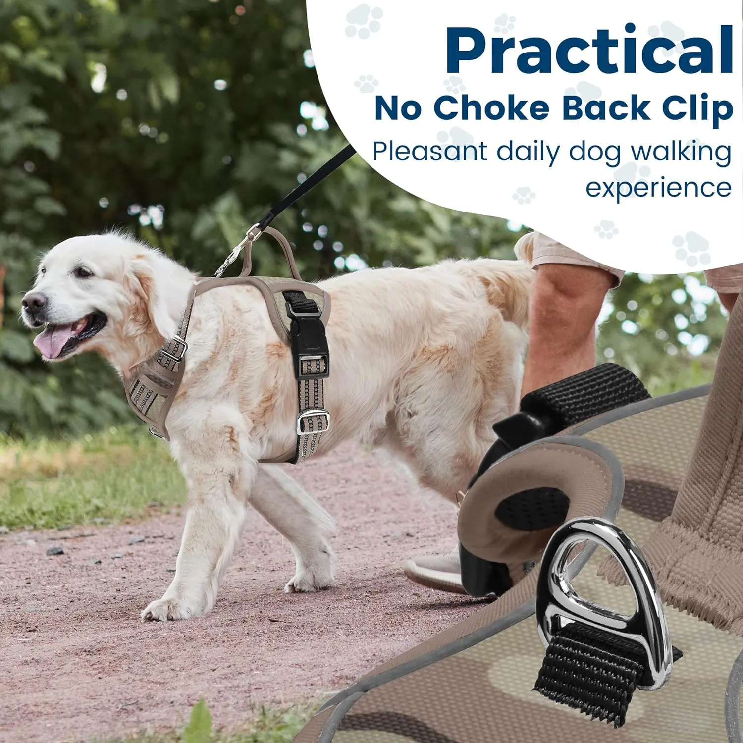 Funfox Dog Harness No Pull, Adjustable Pet Vest Harness, Super Soft Material with Vertical Handle Easy Control, Reflective Night Walking, 2 Leash Clips for XLarge Dogs, Camo Green, XL