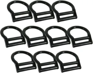 Fusion Climb Bent Aluminum Slotted Light Weight D-Ring for 1 3/4" Webbing Black(10P)