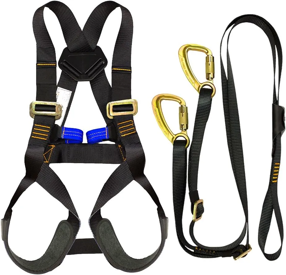 Fusion Climb Kids Backyard Zip FK-K-HL-02 Line Kit Harness Lanyard Bundle, Black