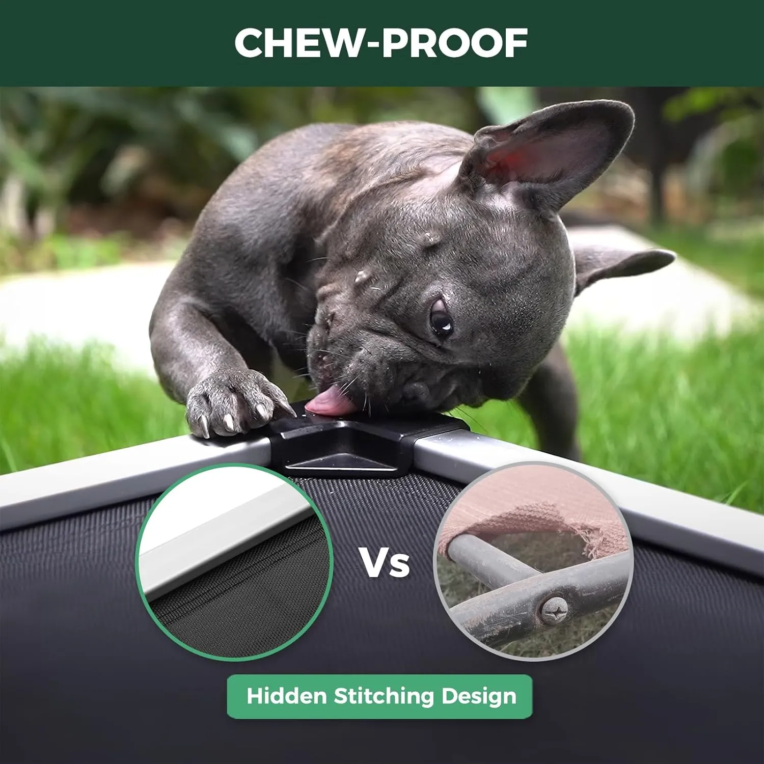 FXW TitanNest Cooling Chew-Proof Elevated Dog Bed, Washable Raised Cot for Outdoor/Camping/Indoor Use, Waterproof & Durable Pet Bed for Medium and Large Dogs, 42-Inch, Black