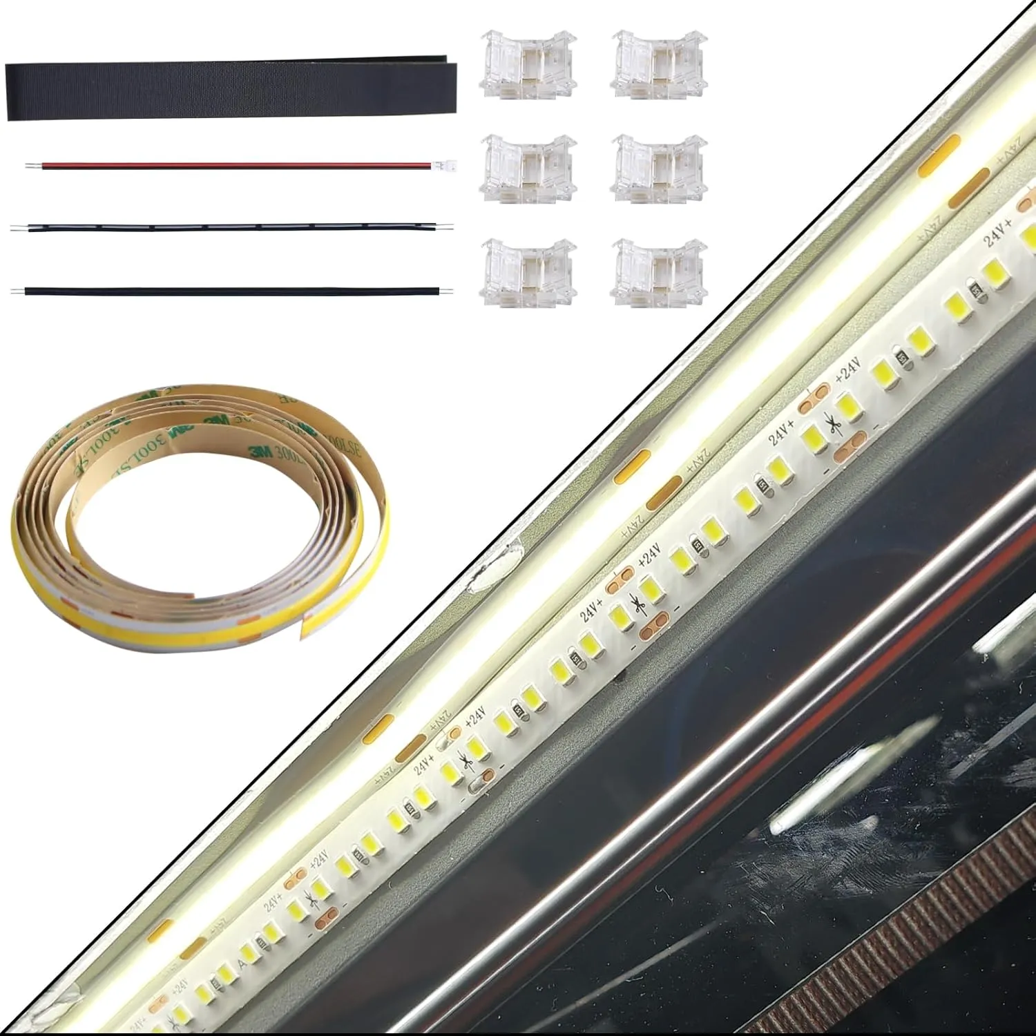 FYSETC Upgrade 24V COB Led Light Kit for Crealty K1 Max - Original Led Strip Light Replace: 1.3m Super Bright LED Lighting Bar Width 10mm Flexible Waterproof High Density Uniform Light 3D Printer Part
