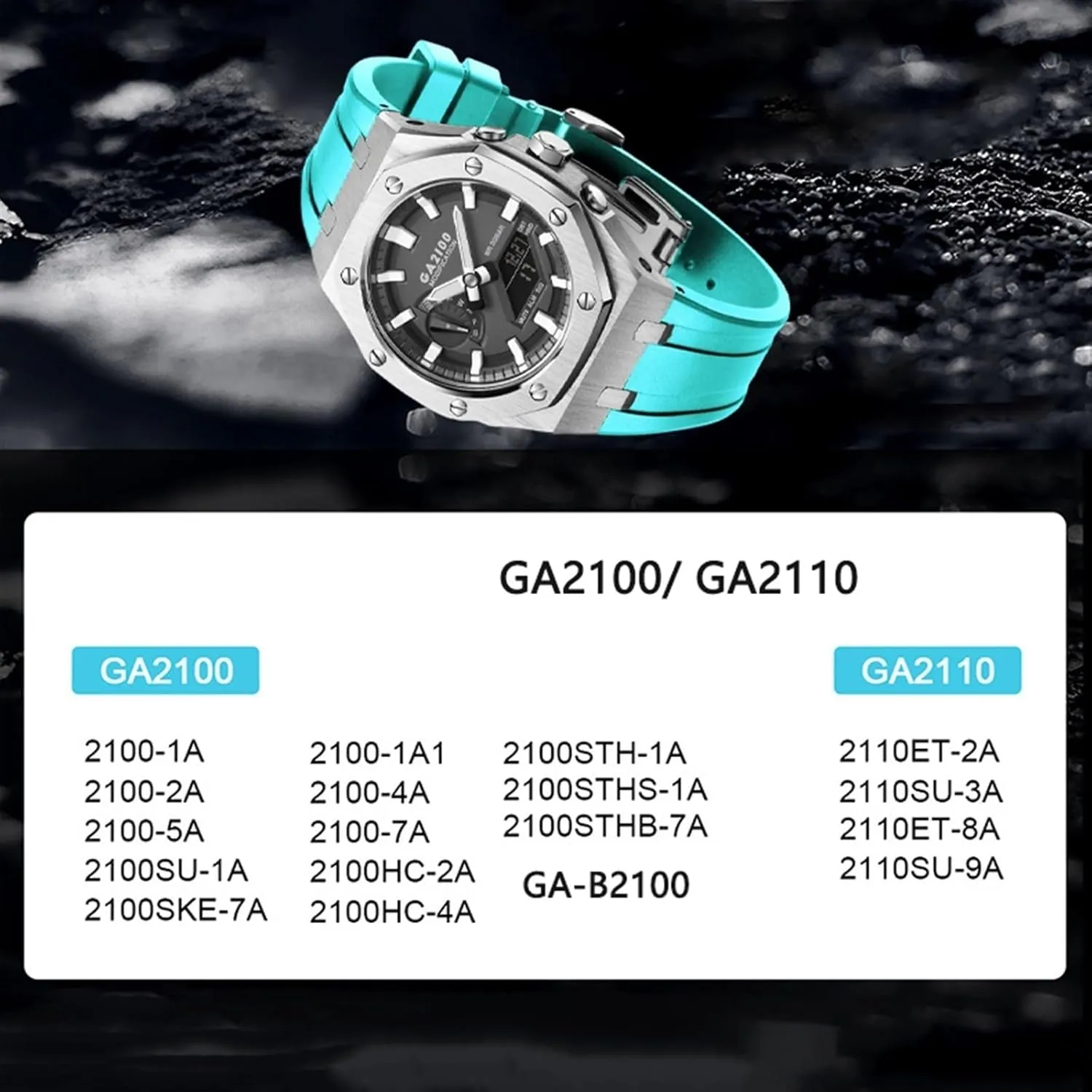 GA2100 MOD Kit For GA2100-1A1 Metal Watch Case Silicone Strap 316 Stainless Steel Modified Accessories Bracelet Bezel bands