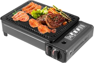 Gas Grill Portable Butane Stove, Outdoor Cooking BBQ Grill, Butane Gas Stove, with Grilling Net Carry Case, for Camping Traveling, Etc