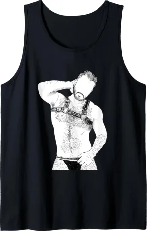 Gay Leather Gay Daddy Man Bear Kink Fetish BDSM Gay Harness Tank Top