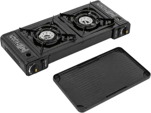 Gbonklong Portable Camping Stove with 2 Burners Stove, Butane Camping Stove Portable Camping Stove Two Burner Propane Stove, High Power Butane Stove with Carrying Case for Camping, Hiking