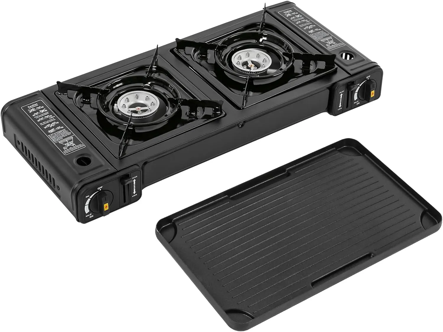 Gbonklong Portable Camping Stove with 2 Burners Stove, Butane Camping Stove Portable Camping Stove Two Burner Propane Stove, High Power Butane Stove with Carrying Case for Camping, Hiking