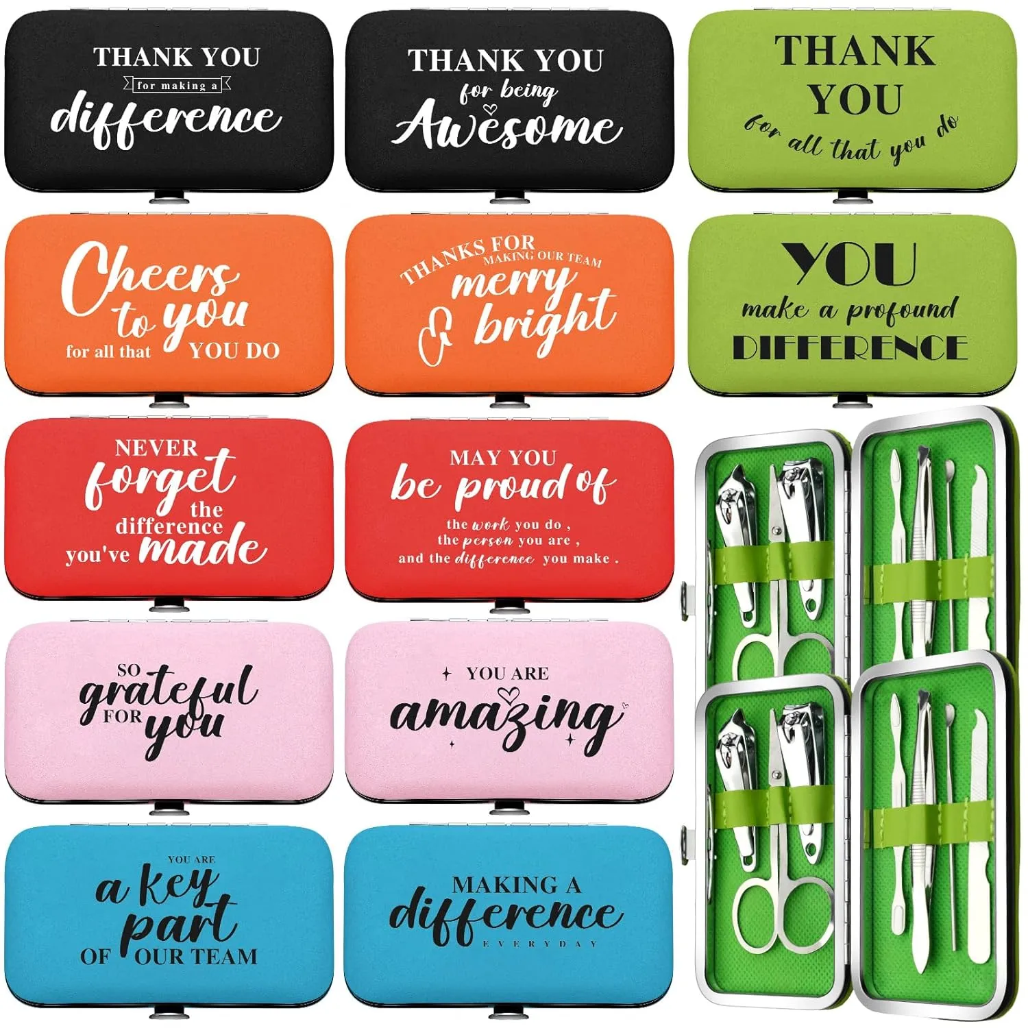 Gisafai 12 Set Employee Appreciation Gift Set for Women Inspirational Manicure Set Thank You Nail Clipper Bulk for Employees Teachers Office Coworkers Nurse