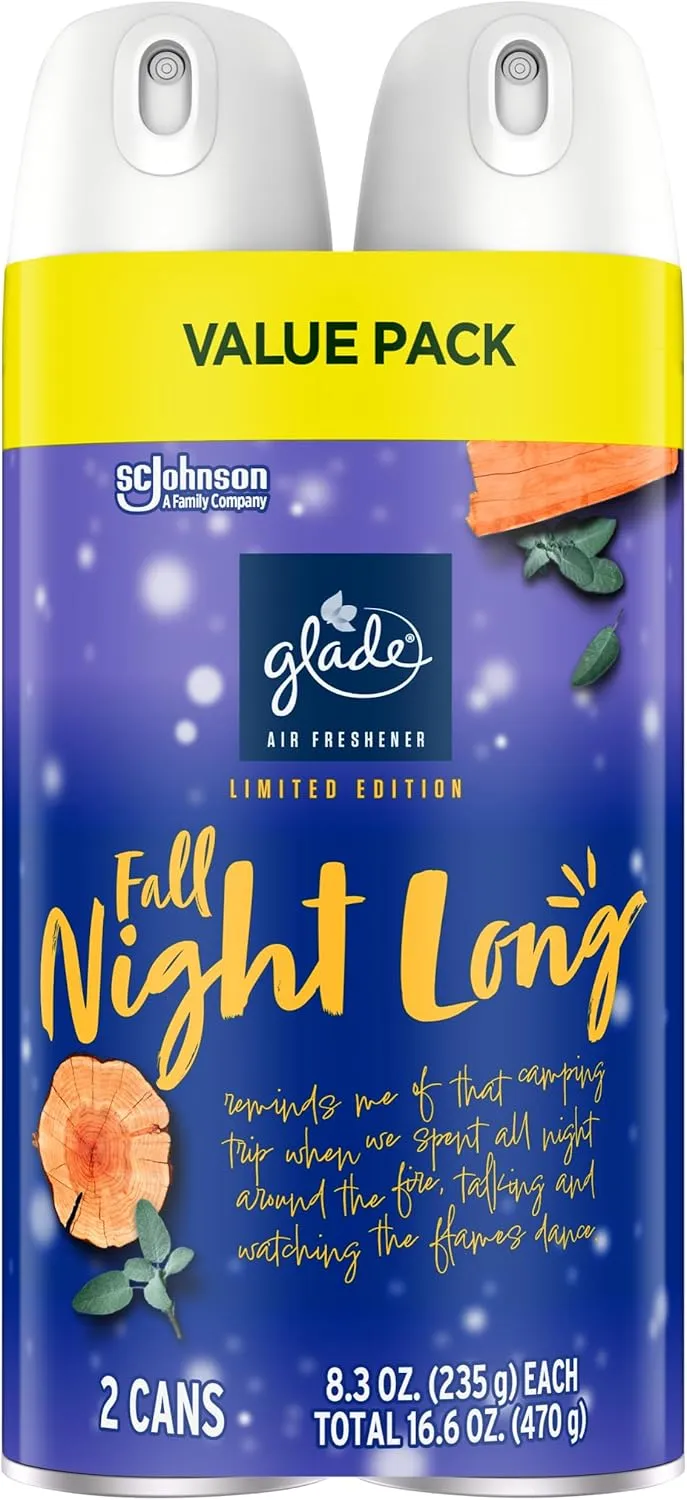 Glade Air Freshener Room Spray, Fall Night Long, 8.3 oz, Limited Edition Scent, 2 Count