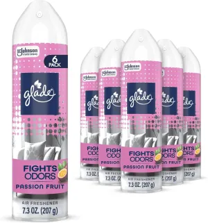Glade Air Freshener Room Spray, Passion Fruit, Odor Fighting to Deliver Long Lasting Freshness, 7.3 Oz, 6 Count