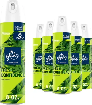 Glade Air Freshener Spray, Fresh Confidence Limited Edition, Fragrance Infused with Essential Oils, 100% Natural Propellent, 8 oz, Pack of 6