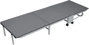 Glamping Cot with Sleeping Pad, Folding Camping Cot, Foldable Bed, Glamping Cot Sleeping Pad, 3-Fold Guest Bed, Folding Metal Cot with Thick Mattress Pad, Lounge Chair Sleeping Cot Grey