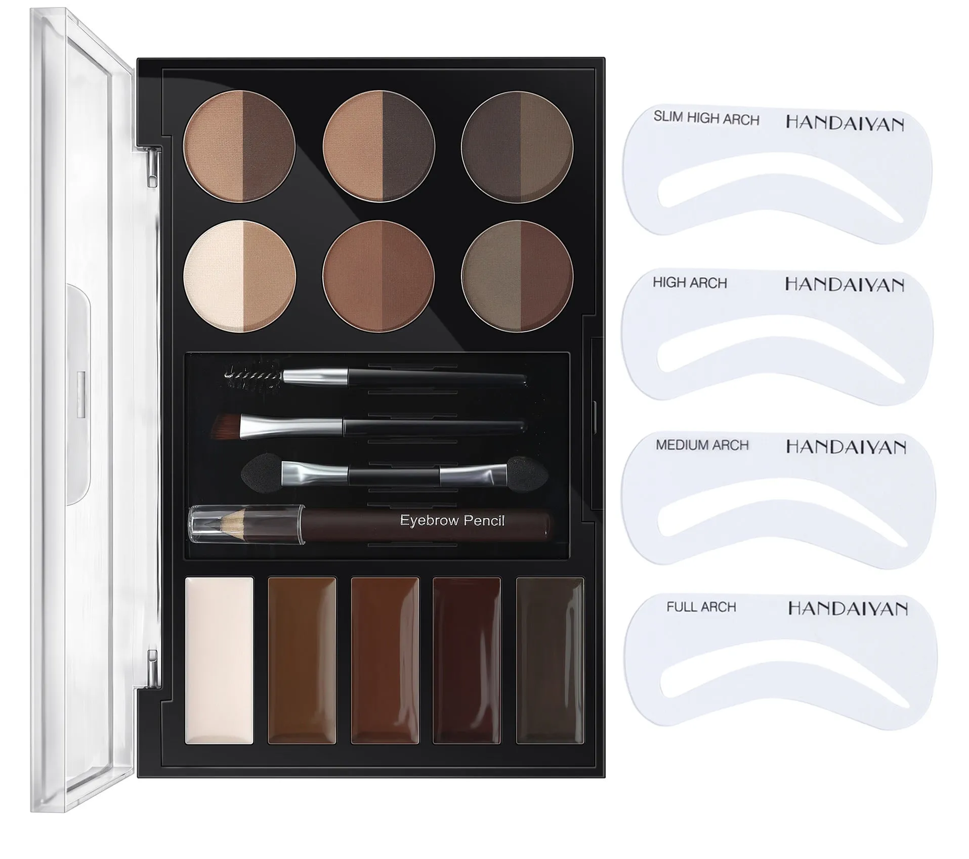 GMA013 - Professional Eyebrow Makeup Powder & Stencil Set